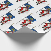 Sinterklaas met de vlag van Idaho Cadeaupapier (Hoek)