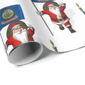 Sinterklaas met de vlag van Idaho Cadeaupapier (Rol Hoek)