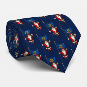 Sinterklaas met de vlag van Idaho Stropdas