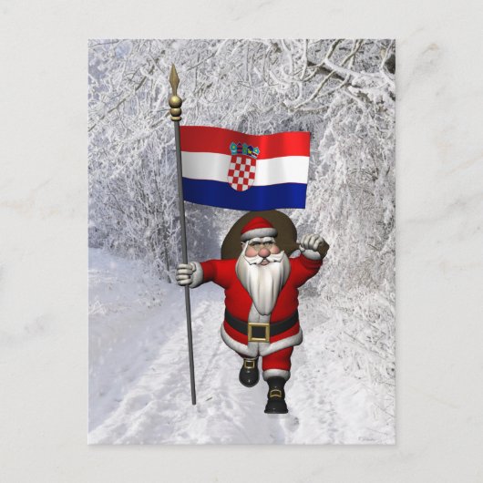 Sinterklaas met de vlag van Kroatië Briefkaart (Voorkant)