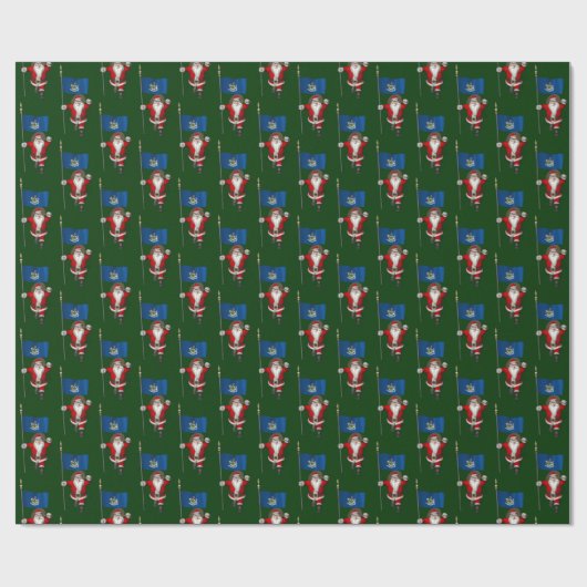 Sinterklaas met de vlag van Maine Cadeaupapier (Vlak)