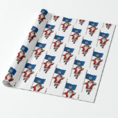 Sinterklaas met de vlag van Maine Cadeaupapier (Uitgerold)
