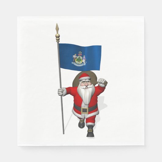 Sinterklaas met de vlag van Maine Servet (Voorkant)