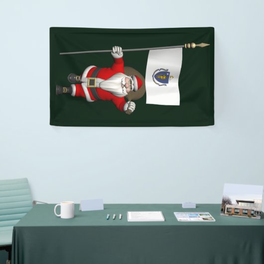 Sinterklaas met de vlag van Massachusetts Spandoek (Beurs)