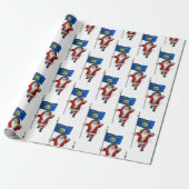 Sinterklaas met de vlag van Montana Cadeaupapier (Uitgerold)