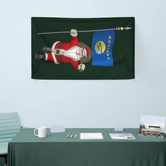 Sinterklaas met de vlag van Montana Spandoek (Beurs)