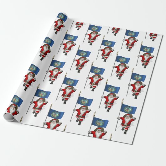 Sinterklaas met de vlag van Nebraska Cadeaupapier (Uitgerold)
