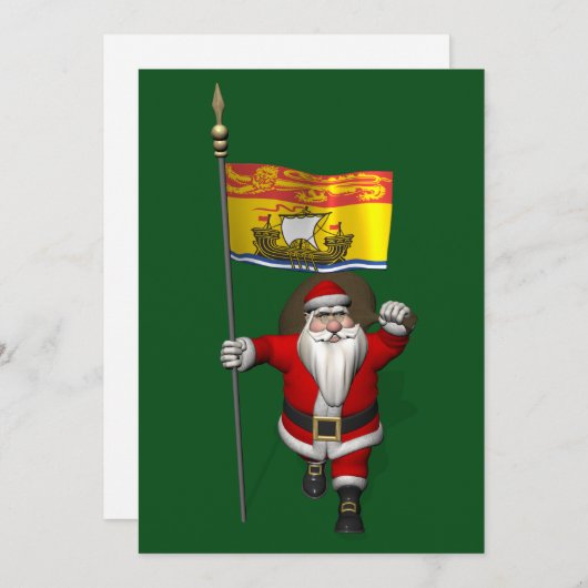 Sinterklaas met de vlag van New Brunswick CDN Feestdagenkaart (Voorkant / Achterkant)
