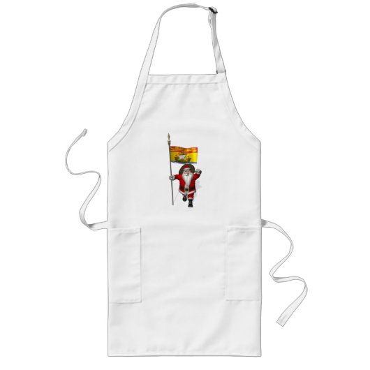 Sinterklaas met de vlag van New Brunswick CDN Lang Schort (Voorkant)