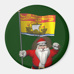 Sinterklaas met de vlag van New Brunswick CDN Magneet