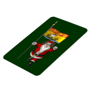 Sinterklaas met de vlag van New Brunswick CDN Magneet