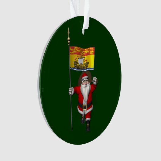 Sinterklaas met de vlag van New Brunswick CDN Orme Ornament (voorkant)