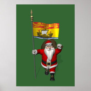 Sinterklaas met de vlag van New Brunswick CDN Poster