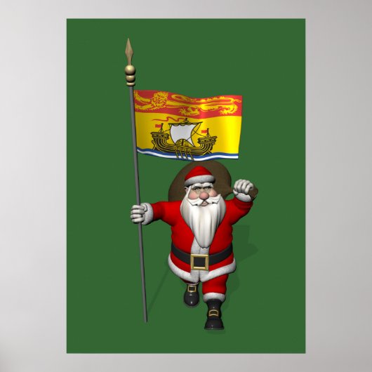 Sinterklaas met de vlag van New Brunswick CDN Poster (Voorkant)