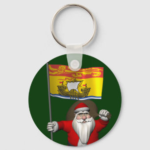 Sinterklaas met de vlag van New Brunswick CDN Sleutelhanger