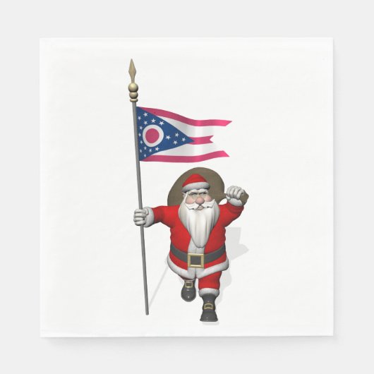 Sinterklaas met de vlag van Ohio Servet (Voorkant)