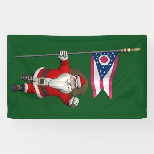 Sinterklaas met de vlag van Ohio Spandoek (Horizontaal)