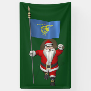 Sinterklaas met de vlag van Oregon Spandoek