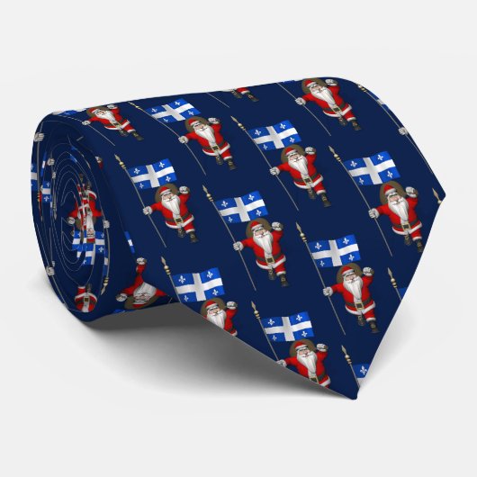 Sinterklaas met de vlag van Québec Stropdas (Opgerold)