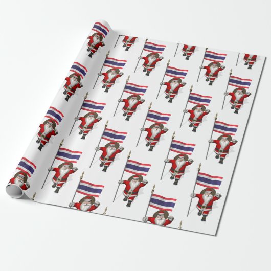 Sinterklaas met de vlag van Thailand Cadeaupapier (Uitgerold)