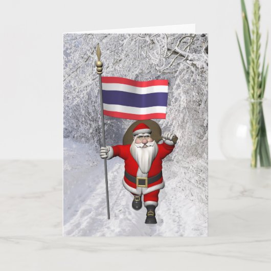 Sinterklaas met de vlag van Thailand Feestdagen Kaart (Voorkant)
