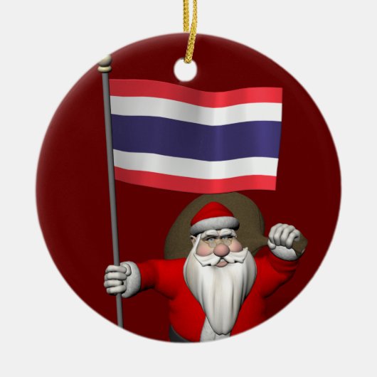 Sinterklaas met de vlag van Thailand Keramisch Ornament (Voorkant)