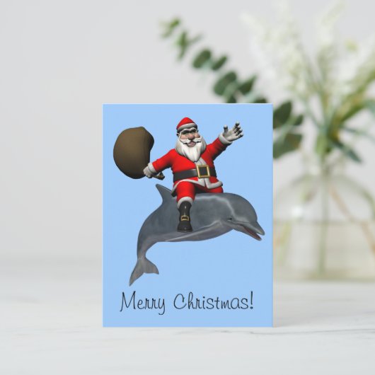 Sinterklaas met dolfijn feestdagenkaart (Staand voorkant)