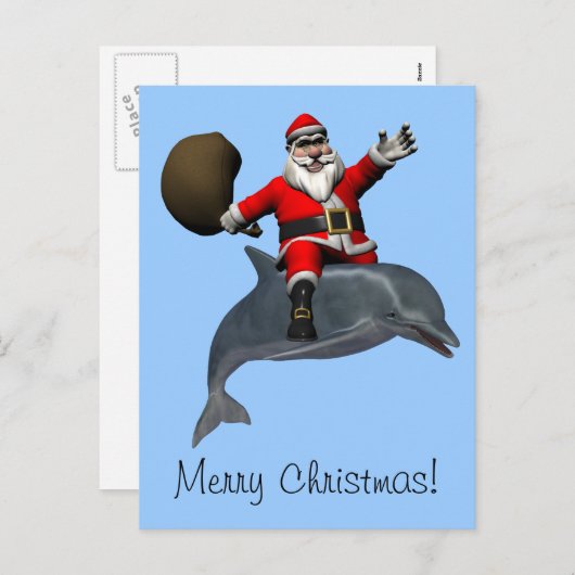Sinterklaas met dolfijn feestdagenkaart (Voorkant / Achterkant)