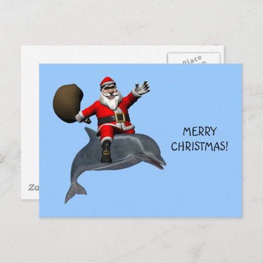 Sinterklaas met dolfijn feestdagenkaart (Voorkant / Achterkant)