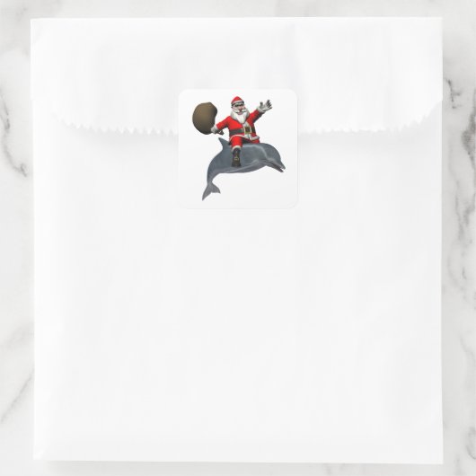 Sinterklaas met dolfijn vierkante sticker (Tas)