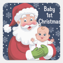 Sinterklaas met een Baby 1e kerst Vierkante Sticker