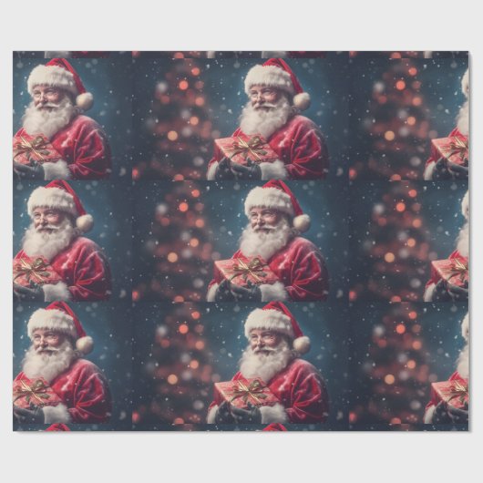 Sinterklaas met een cadeaus kerstontwerp cadeaupapier (Vlak)