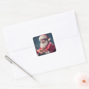 Sinterklaas met een cadeaus kerstontwerp vierkante sticker