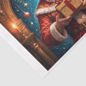 Sinterklaas met een geschenk in zijn lab tissuepapier (Detail)