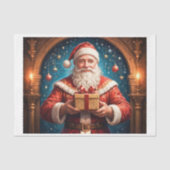 Sinterklaas met een geschenk in zijn lab tissuepapier (Voorkant)