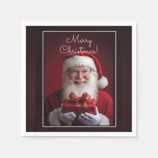 Sinterklaas met een kerstcadeau ontwerp servet (Voorkant)