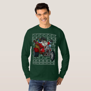 Sinterklaas met een lelijke kerstbeker op de motor t-shirt
