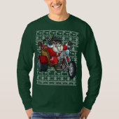 Sinterklaas met een lelijke kerstbeker op de motor t-shirt (Voorkant)