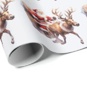 Sinterklaas met een rendier trekken zijn slee cadeaupapier (Rol Hoek)