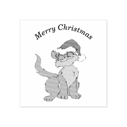 Sinterklaas met een rode kerstman 2x2 rubberstempel (Afrduk)