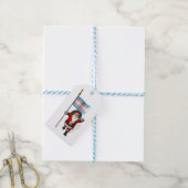 Sinterklaas met een trans-geprikte vlag cadeaulabel (Met Touw)