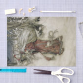 Sinterklaas met een zak cadeaus door sneeuw tissuepapier (Craft)