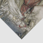 Sinterklaas met een zak cadeaus door sneeuw tissuepapier (Detail)