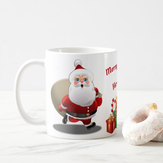 Sinterklaas met een zak vol cadeaus koffiemok (Met donut)