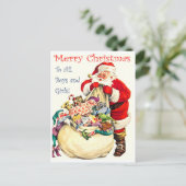 Sinterklaas met een zak vol speelgoed,  briefkaart (Staand voorkant)