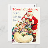 Sinterklaas met een zak vol speelgoed,  briefkaart (Voorkant / Achterkant)