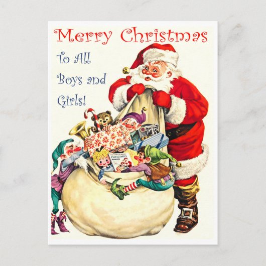 Sinterklaas met een zak vol speelgoed,  briefkaart (Voorkant)