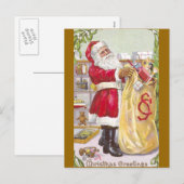 Sinterklaas met een zak vol speelgoed feestdagenkaart (Voorkant / Achterkant)