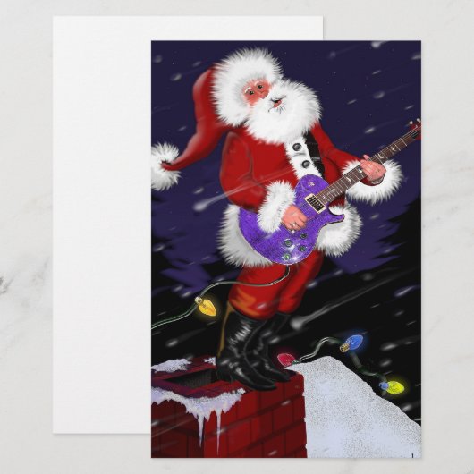 Sinterklaas met elektrische gitaar briefpapier (Voorkant / Achterkant)