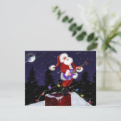 Sinterklaas met elektrische gitaar feestdagenkaart (Staand voorkant)